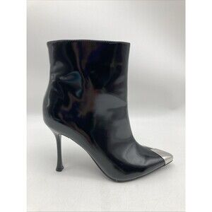 I.N.C Rohese Womens Heeled Dress Bootie Patent Black Faux Leather Sz 9